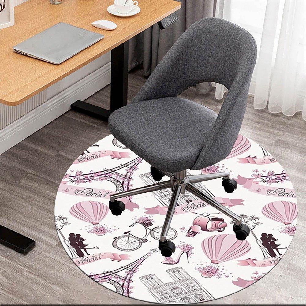

Parisian Charm: Hot Air Balloons, Eiffel Tower & Fashionable BicyclesRound Non-Slip chair mat chair carpet for office Rugs for Office Decor Gift For V 80cm by 80cm