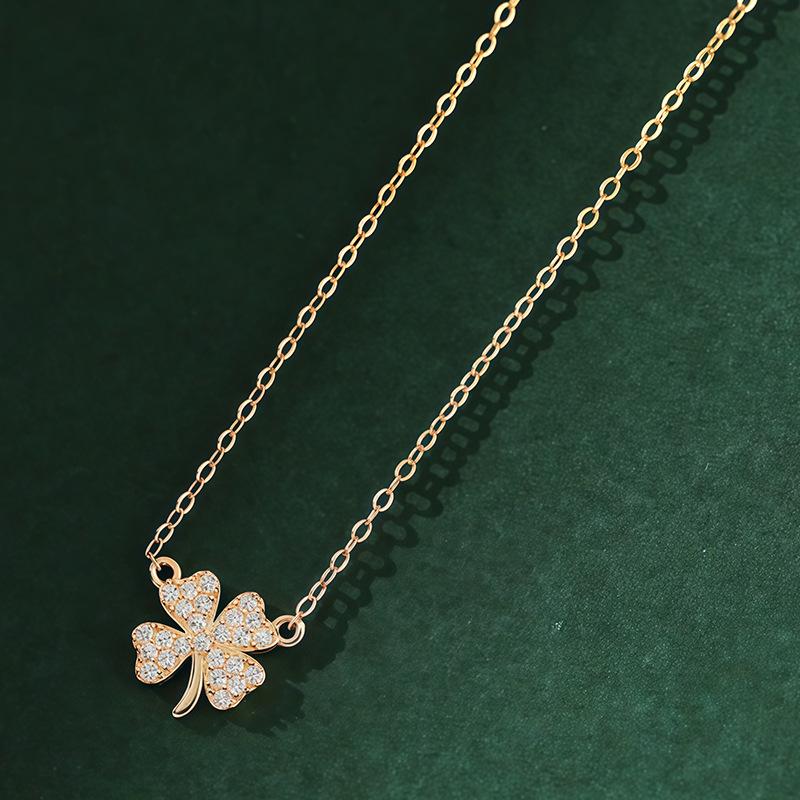 Minimalist Four Leaf Clover Necklace For Women Small Luxury Lucky Leaf Pendant Choker