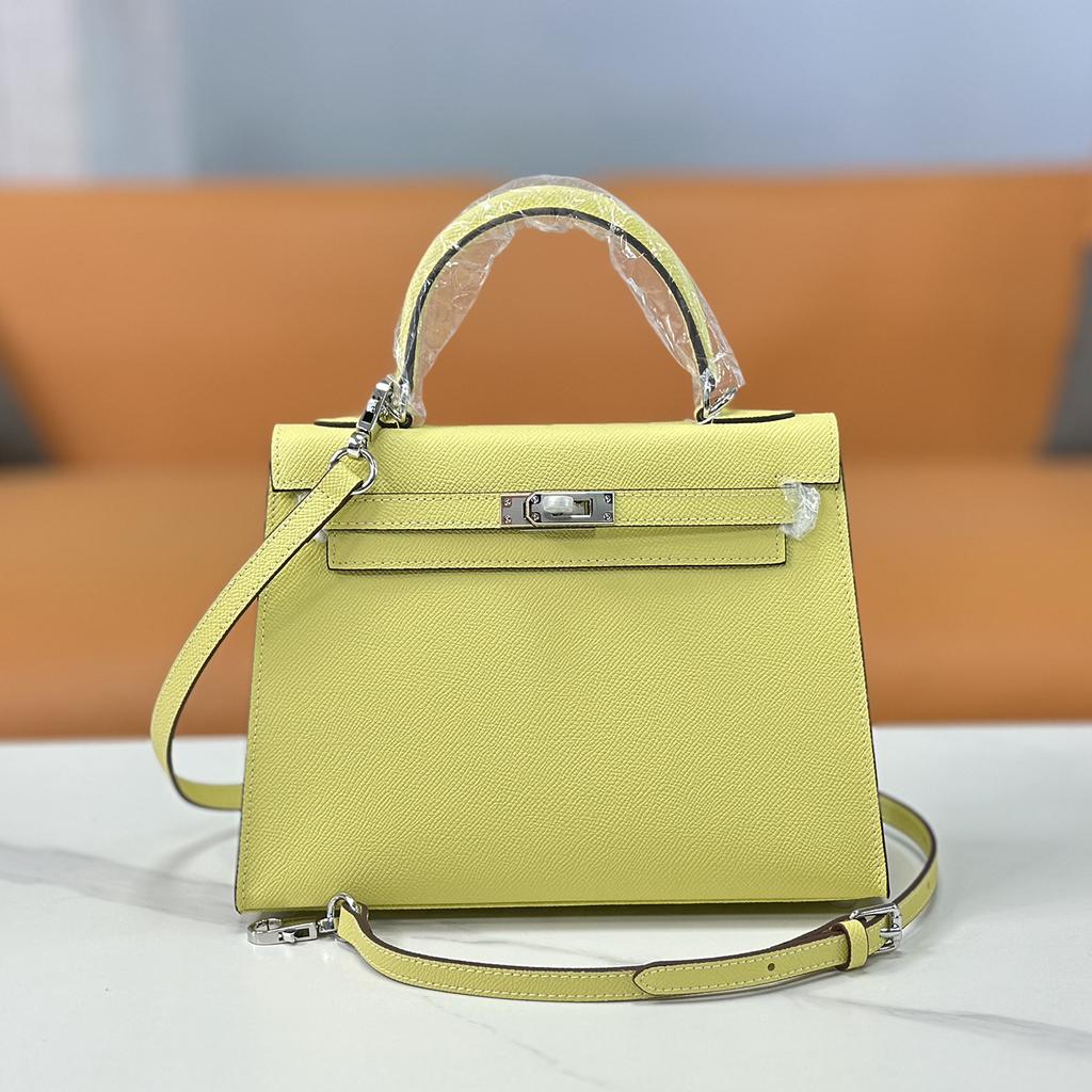 Second Generation Palm Print Cowhide Mini Small Keli Handbag 2025 New Bag Women's Commuter Versatile Shoulder Messenger Bag