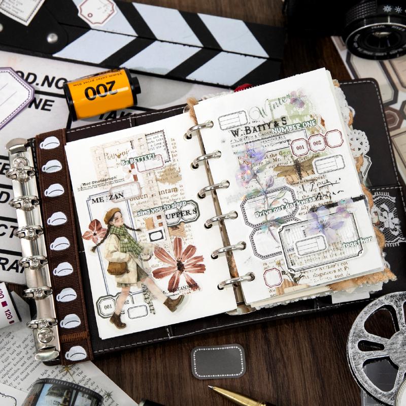 Journal GO 10pcs Vintage Basic Notes Stickers Creative DIY Journal Collage Material Journaling Supplies Scrapbooking Stationery