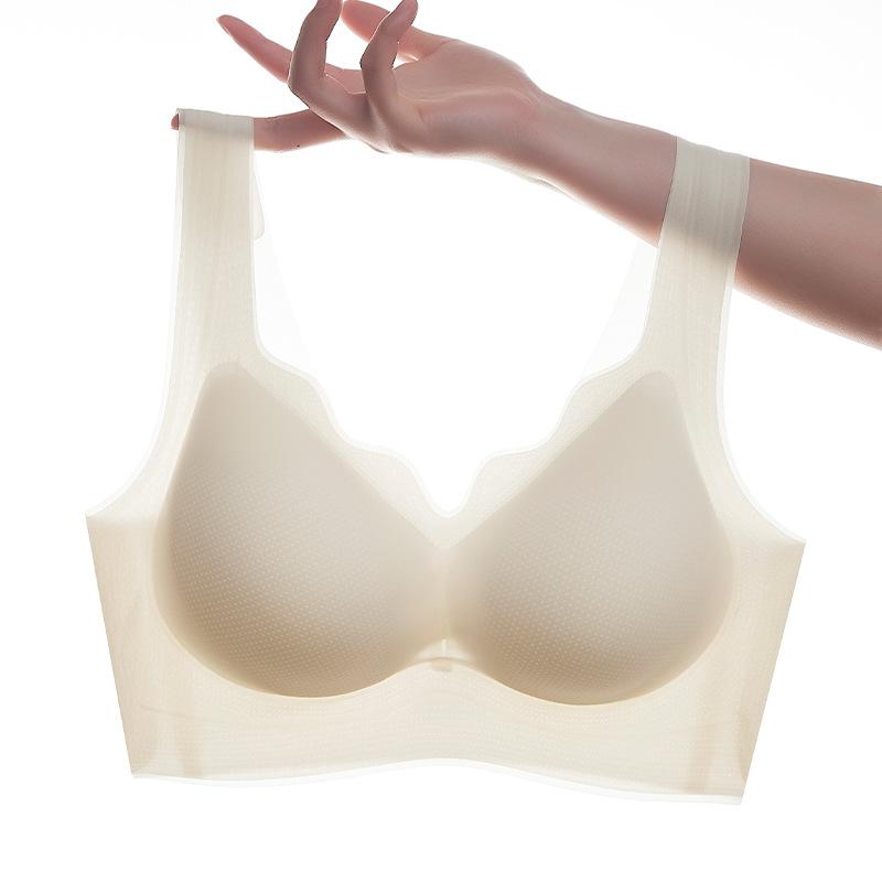 Traceless Comfortable Shimei Back Bra, Breathable and Thin In Summer, Nude Feeling Gathered, Small Chest, Shockproof Bra Cover.