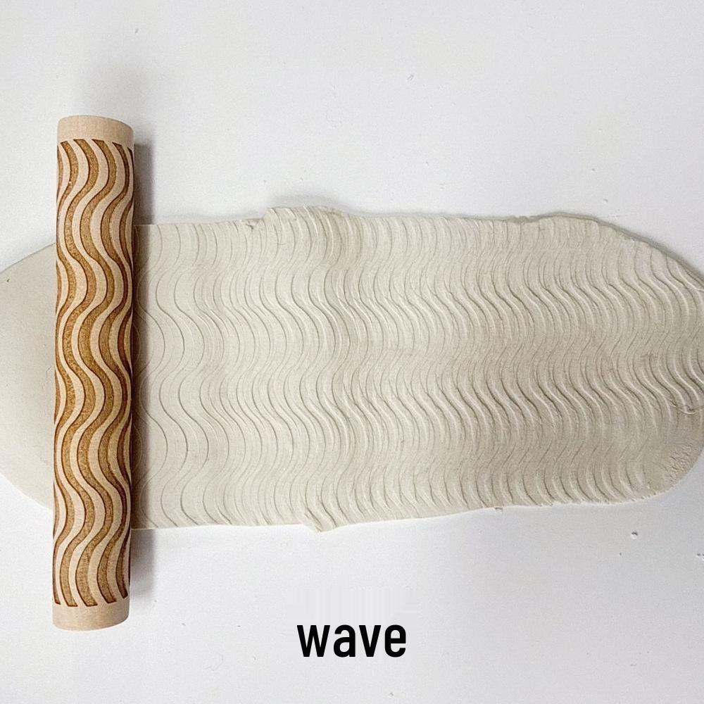 Wood Grain Embossed Rolling Pin for Clay and Baking