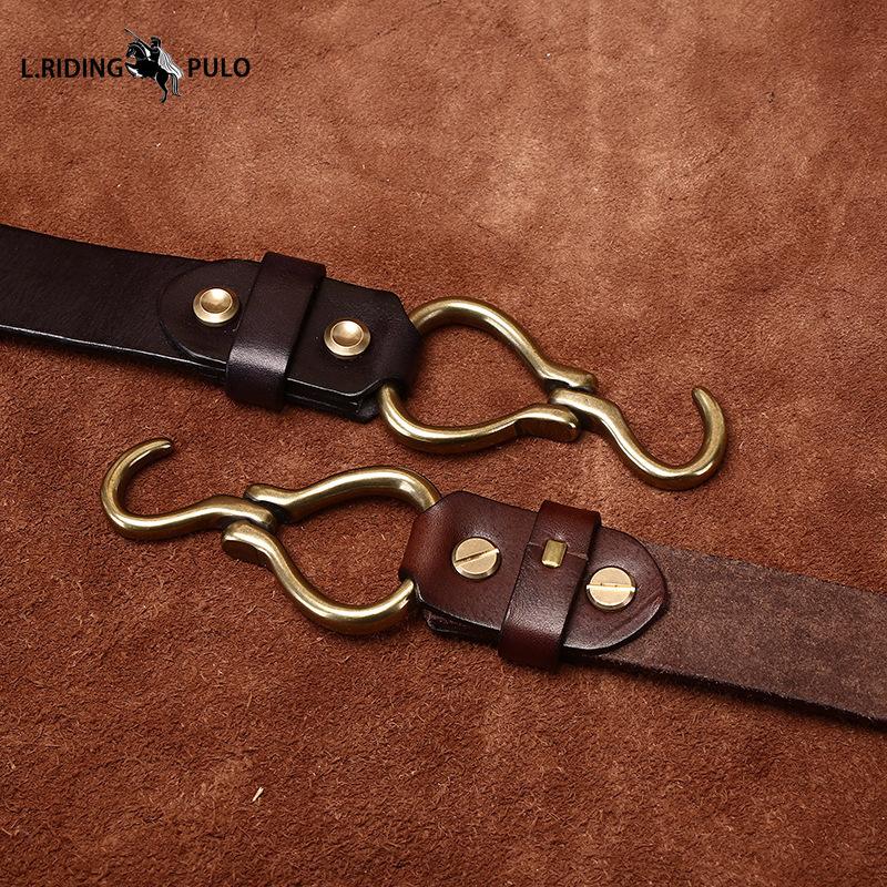 Thickened Vegetable Tanned Cowhide Belt Men's Genuine Leather Copper Hook Retro Personality Trendy Trouser Belt