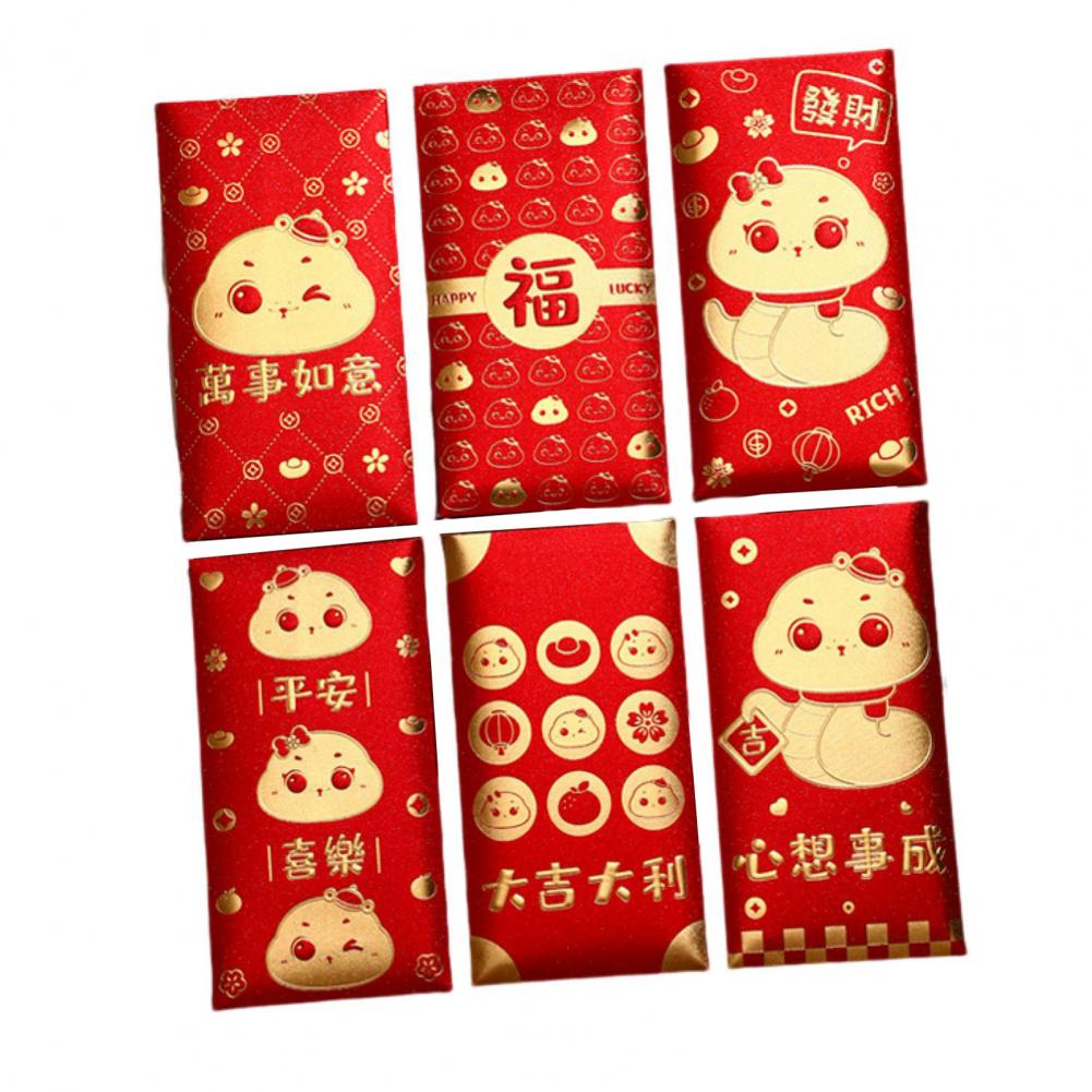 Year of Snake Envelopes Lucky Money Envelope Set 6pcs Chinese New Year Envelopes 2025 Year of Snake Lucky for Lunar for Gifting