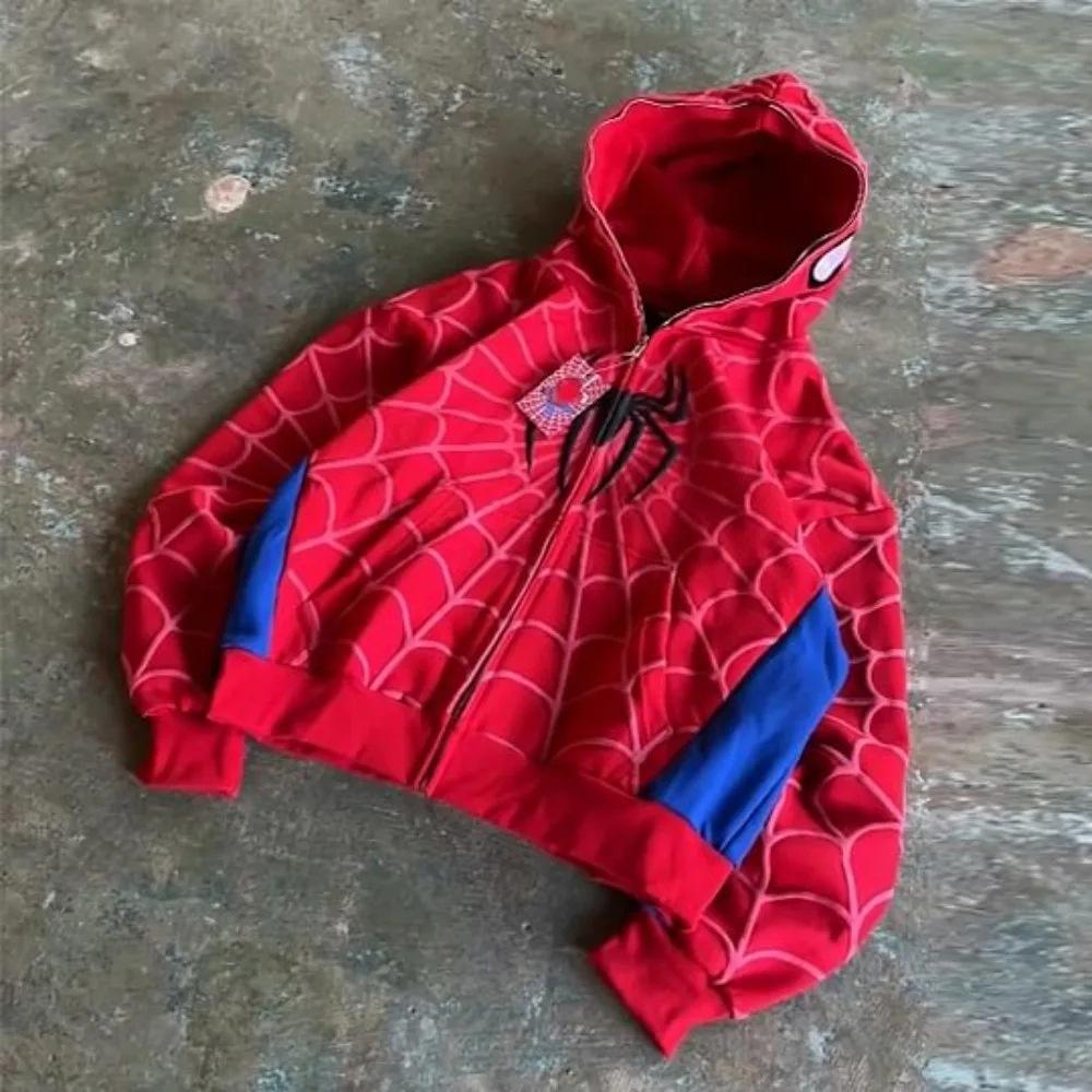 European and American Spider-Man sweater zipper hoodie men and women Harajuku fashion printing hooded sports wholesale