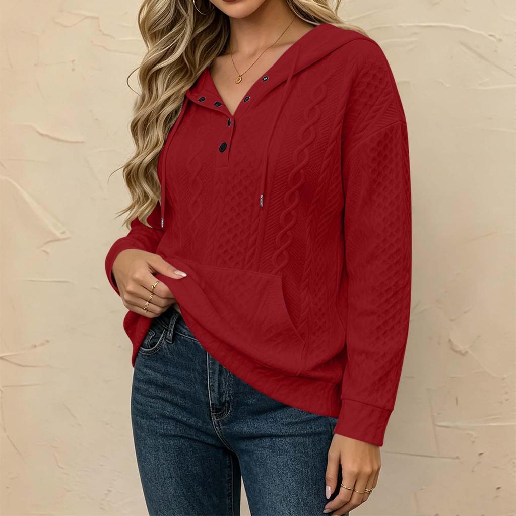 Women's Color Oversized Long Sleeve Hoodie with Pockets for Casual Everyday Wear