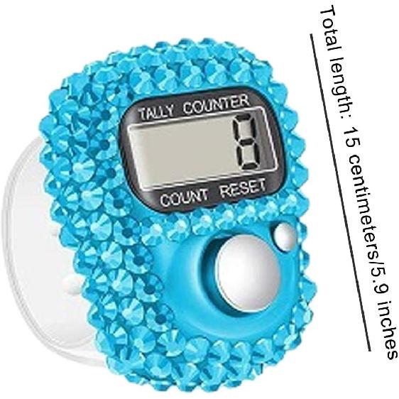 Jowxsx Blue Electronic Finger Tally Counter, Convenient Finger Clicker Counter, Portable Digital Display Tally Counter, Resettable Mini Lap Counter