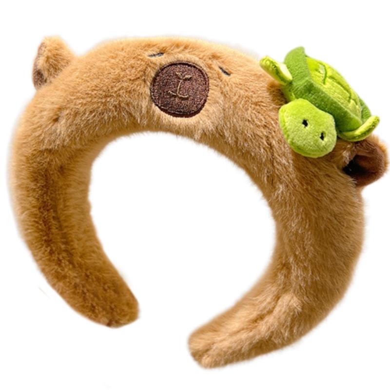 Tiara Adorável de Capivara Peça de Cabeça Peluda para Bailes de Formatura Aniversários Acessório de Cabeça Divertido Presilha de Cabelo de Capivara Acessório de Cabeça