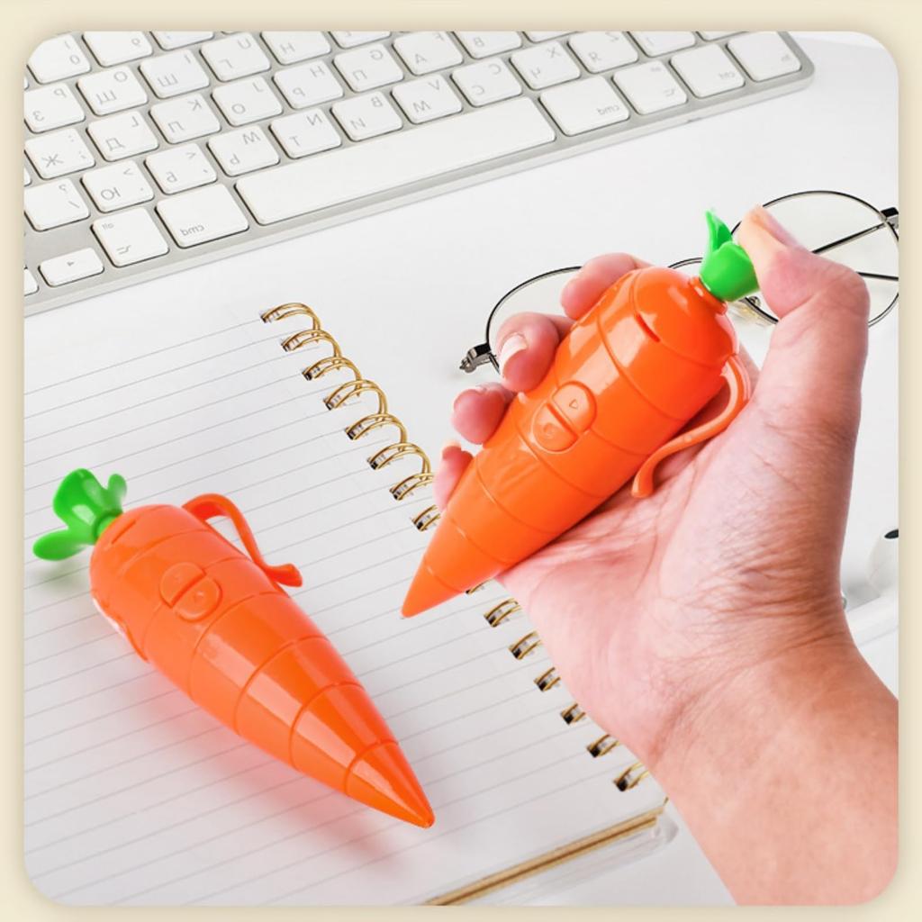 Kids Recorder Pen Toy with 15-Second Playback Cute Carrot Recorder Device Writing Ballpoint Pen for Boys Girls