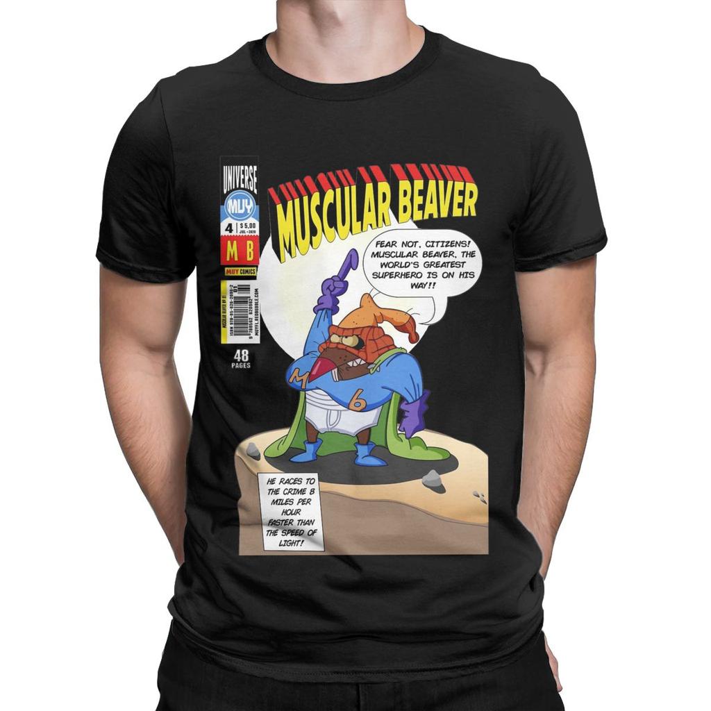 Vintage Muscular Angry Beavers T-Shirt for Men Crewneck 100% Cotton T Shirts Short Sleeve Tees Summer Clothes