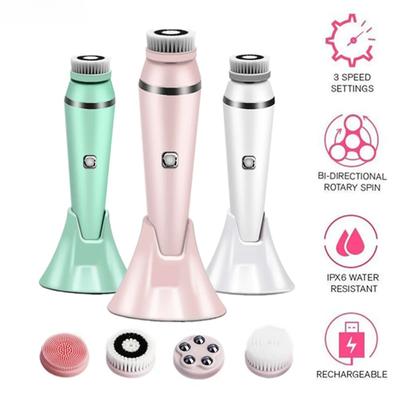 4 In1 Electric Face Cleansing Brush Compress Therapy Facial Ultrasonic Washing Exfoliating Pore Clean Massager Blackhead Remover