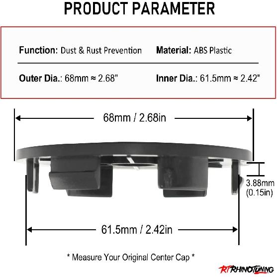 RTRHINOTUNING 68mm Wheel Center Caps for XXR 557 530 531 Rims, OD:68mm(2.68 ), ID: 61.5mm(2.42 ) 4 Pack Hub Caps
