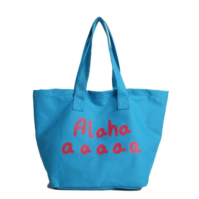 

Новая холщовая сумка большой вместимости через плечо с надписью, простая повседневная сумка для покупок, женская сумка синий