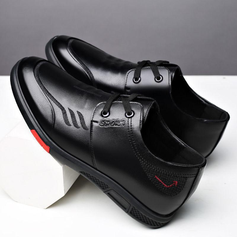 Invisible inner height increase new tooling shoes leather business leisure work shoes lace-up inner height increase men's leather shoes