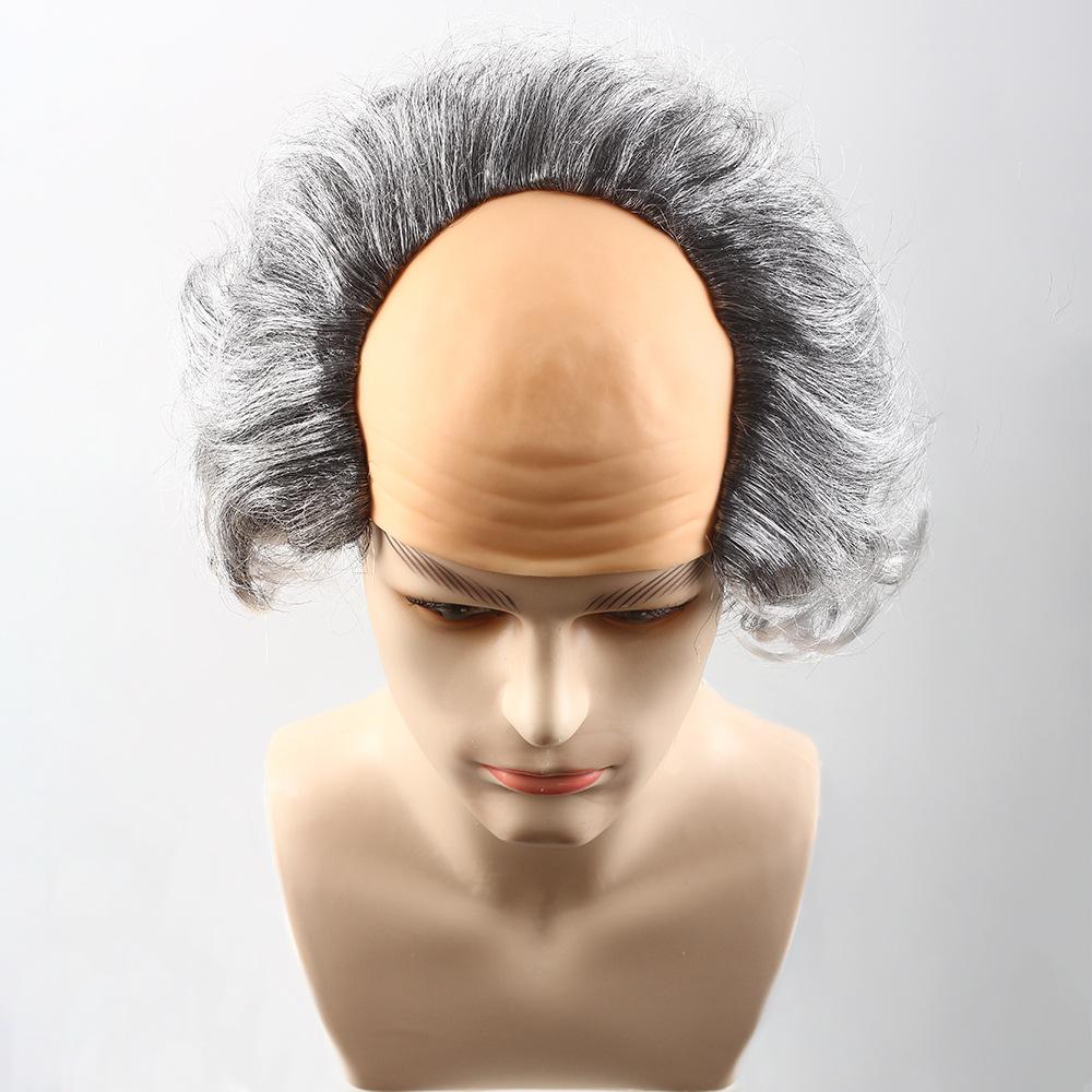 Bald wig cosplay prop, includes a beard.