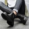 Chelsea Boots im britischen Stil, schwarze Mid-Top-Smoke Pipe-Herren-Lederstiefel, Frühling und Herbst, Herren-Werkzeug, High-Top