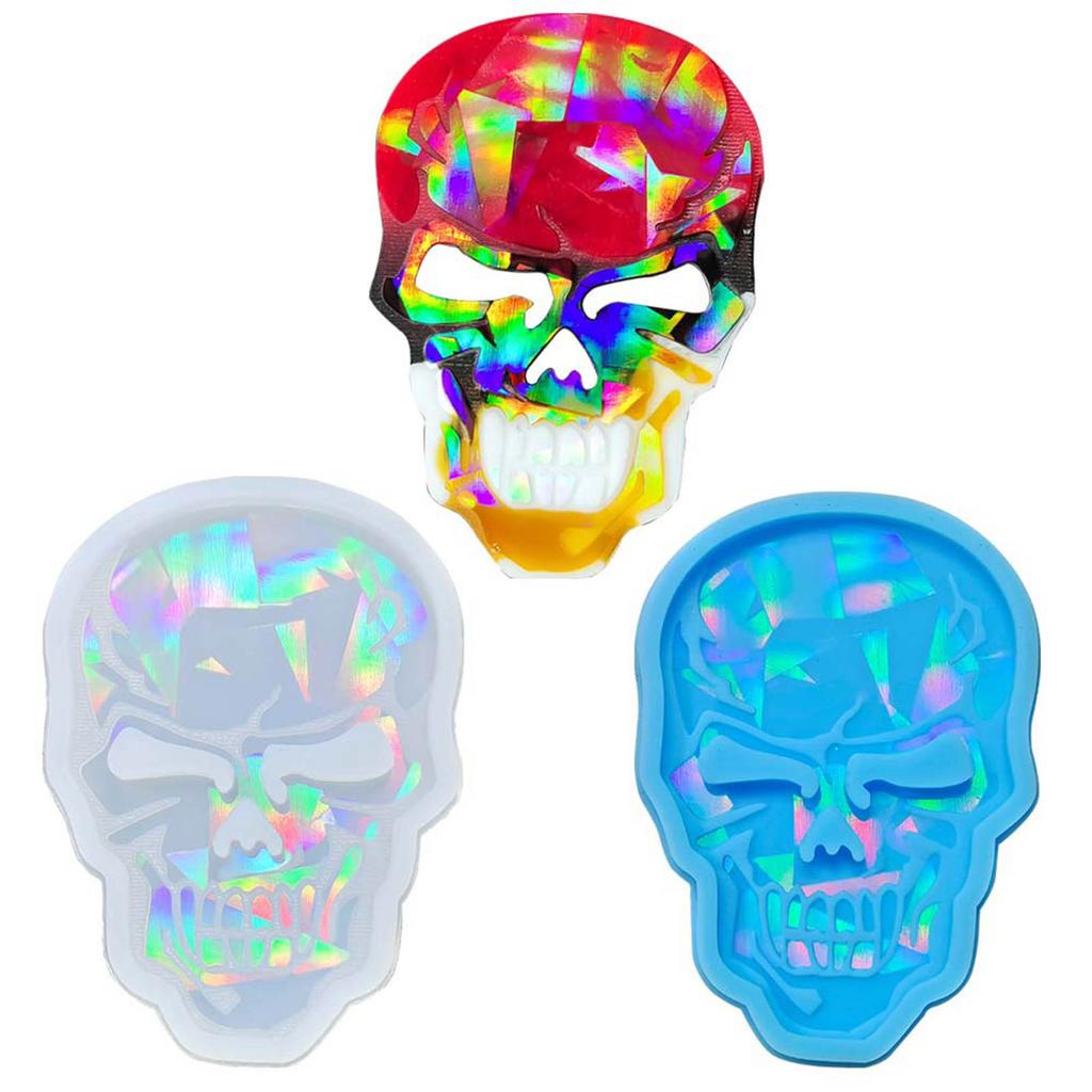 Skull Shaped Mold Handmade Earring Pendant Silicone Mold DIY Holographic Resin Mold for DIY Keychain Jewelry Pendant