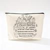 Teacher's Day Inspirational Slogan Makeup Bag - Portable Imitation Linen Zipper Pouch