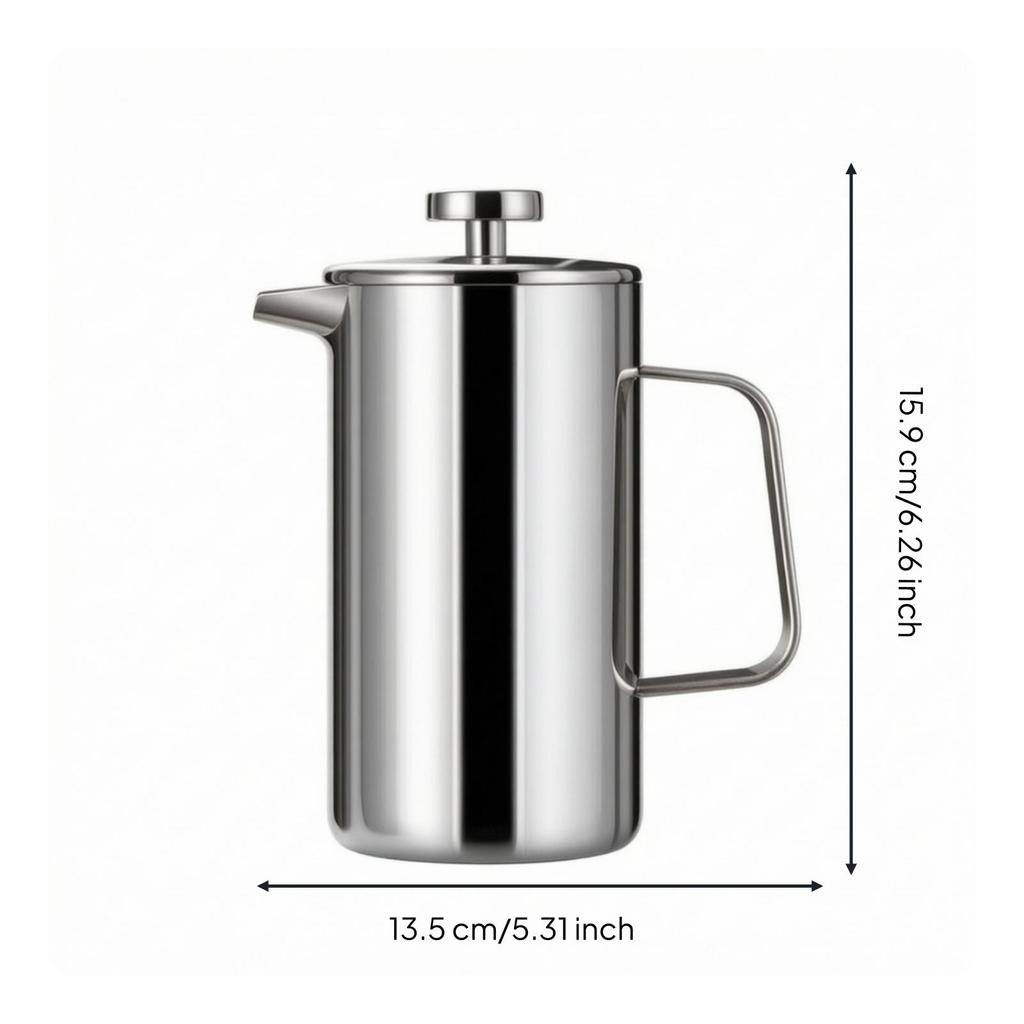 Stainless Steel French Press Long-Lasting with Plunger Compact