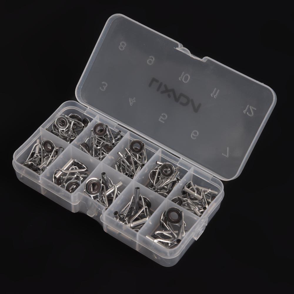 80Pcs Fishing Rod Guide Tip Repair Kit Set DIY Eye Rings Different Size Stainless Steel Frames with Box