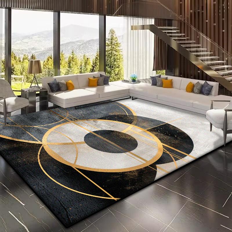 Golden Geometric Carpet for Living Room Large Area Modern Decoration Home Rugs for Bedroom Soft Non-slip 200x300 Lounge Sofa Mat