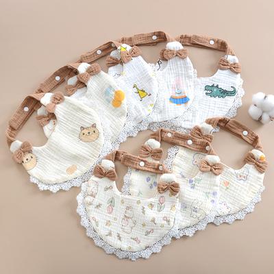 1pc New Baby Bibs Girls Lace Bow Cotton Soft Gauze Feeding Bib 1pc Burp Cloths Kids Accessories for Infant Toddler