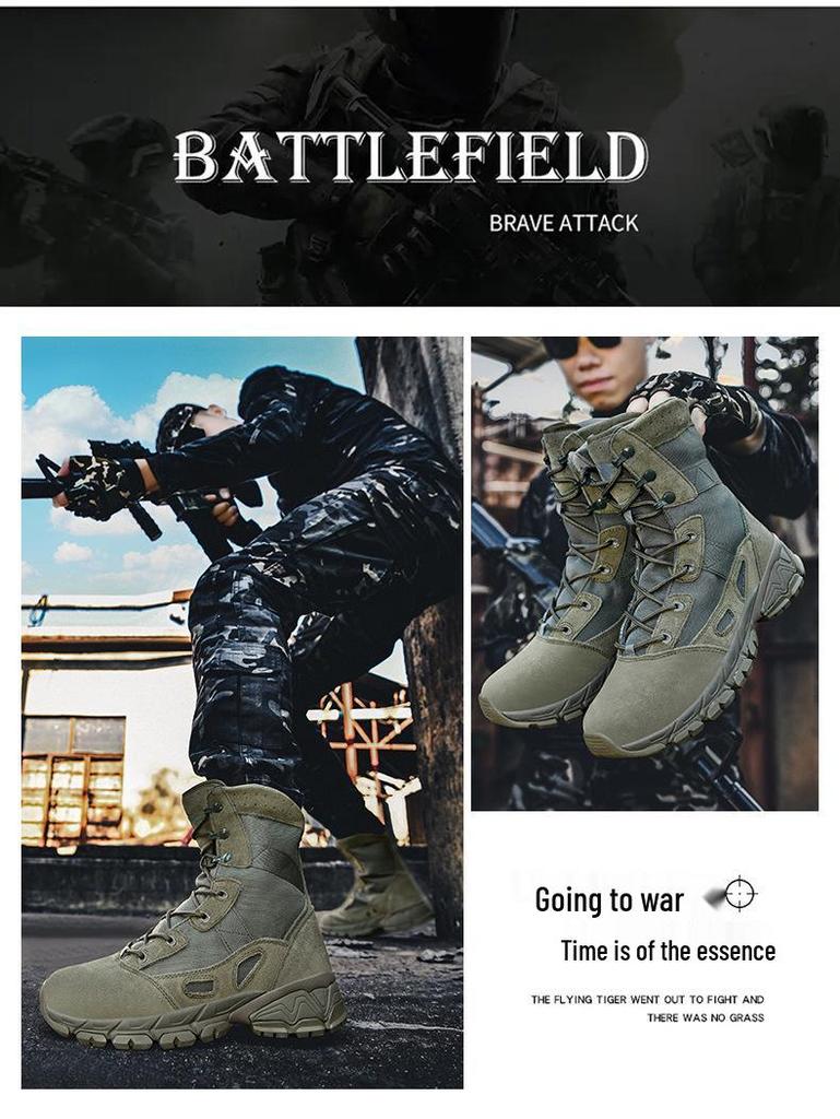 Men's Plus Size Lightweight Combat & Tactical Boots - Puncture-Proof Desert Outdoor Footwear