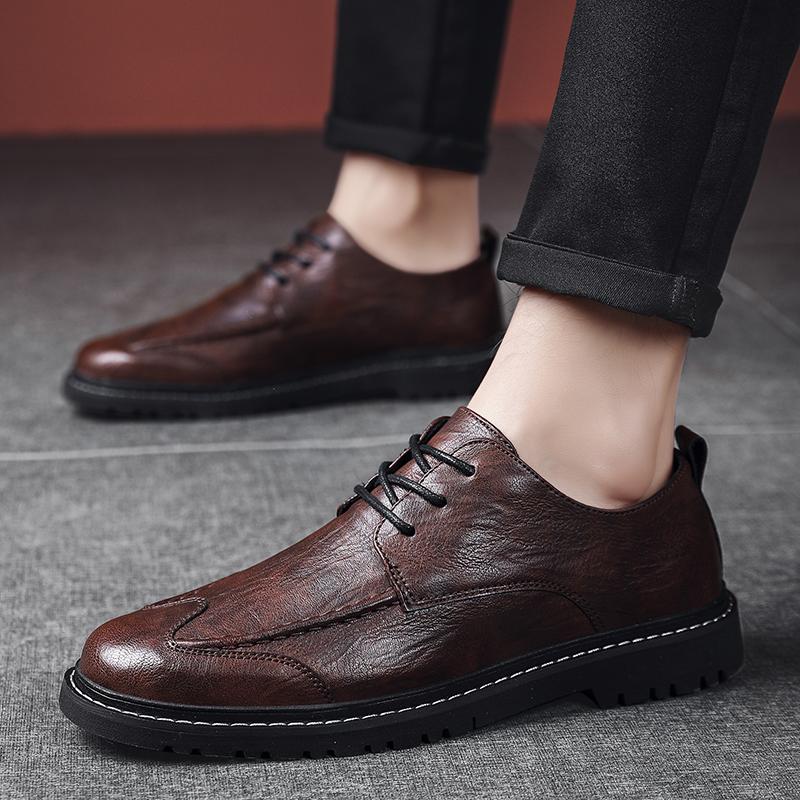2025 New Fashion Men's Casual Leather Shoes Men's Business Formal Leather Shoes Retro Comfort Casual Men Shoes Zapatillas Hombre
