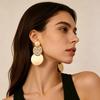 European Retro Geometric Gold Disc Stud Earrings for Women