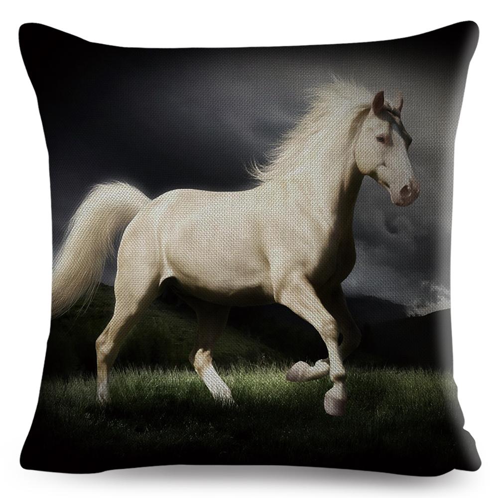 Elegant Running Horse Cushion Cover Graceful Gallop Pose Soft Decorative Square Pillow Modern Living Room Bedroom Decor xcm