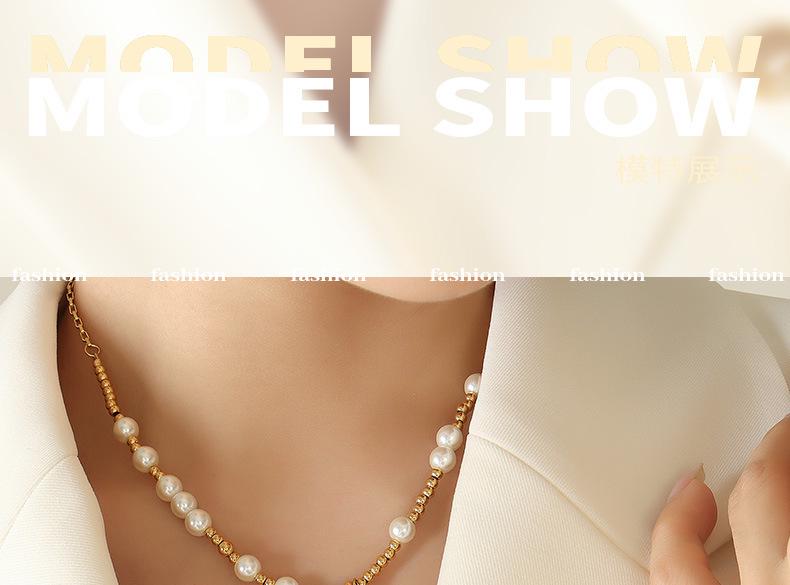Handmade Heart Pendant Necklace with Faux Pearl & Gold-Plated Titanium Steel for Women's Fashion