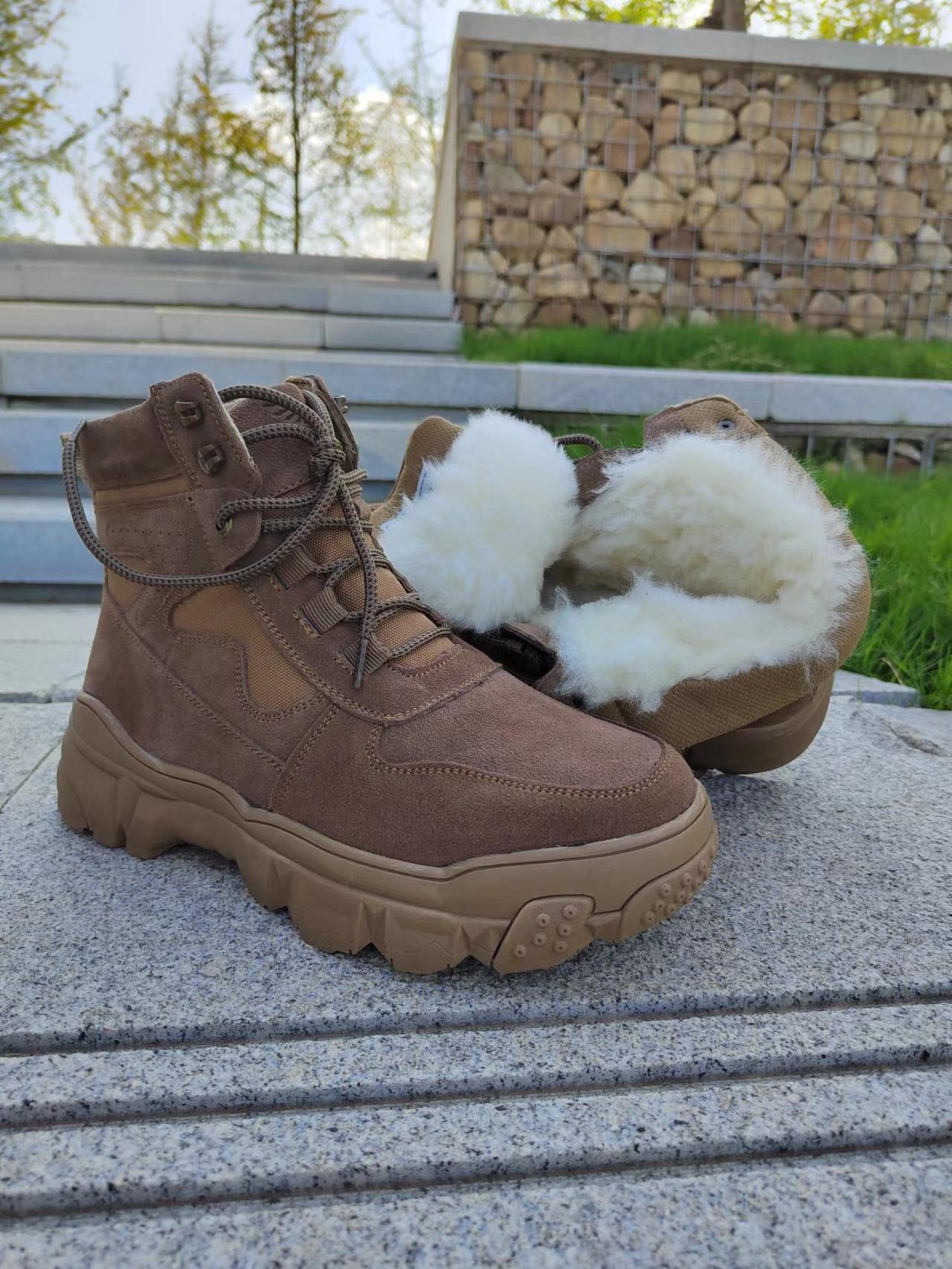 

Winter fur integrated snow boots men s comfortable thick-soled warm cotton shoes medium tube outdoor thickened wool cold-proof boots 46