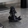 Baizihuahu 3D Printed Mermaid Action Figure, Dark Gothic Style Figurine with Matte Black Finish, Movable Joints & Wide Rock Base, Decor for