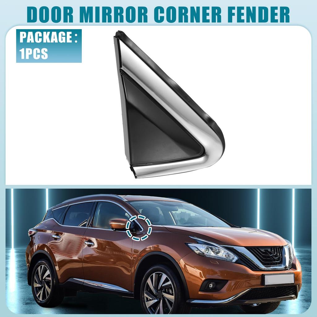 ABSOPRO Front Right Door Mirror Corner Fender Triangle Cover Trim Rearview Triangle Trim Panel for Nissan Murano Black Plastic (No. 96318-5BC0A)