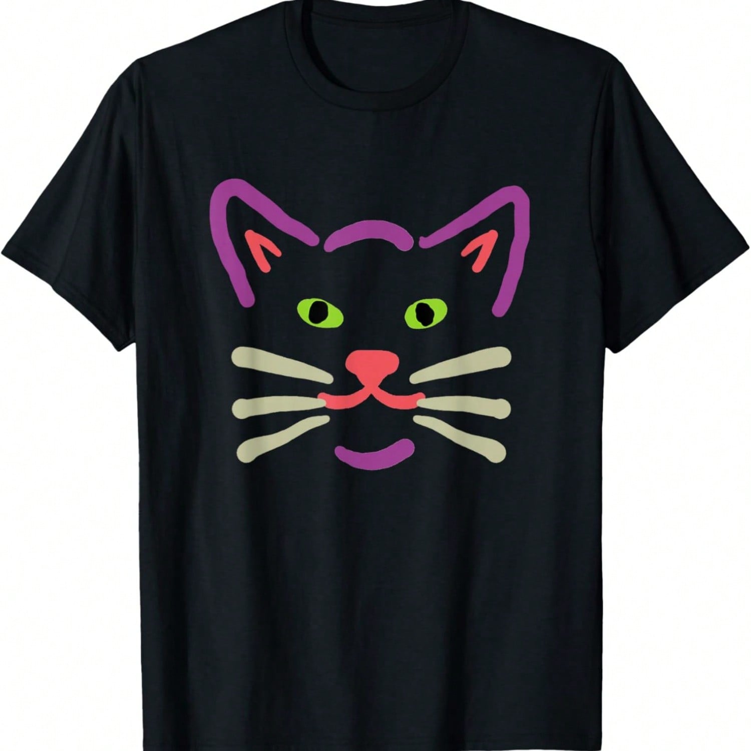 Cat Face Portrait Animal Art Drawing Graphic Cat T-Shirt S разноцветный