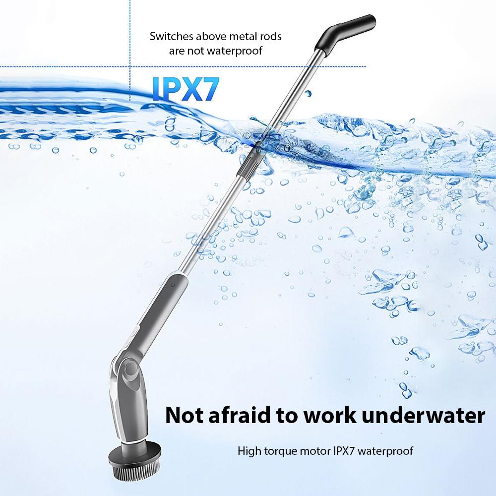9-in-1 Elektrischer Spin-Schrubber mit 9 Bürstenköpfen Kabelloser Reinigungsbürsten-Schrubber Teleskopstiel