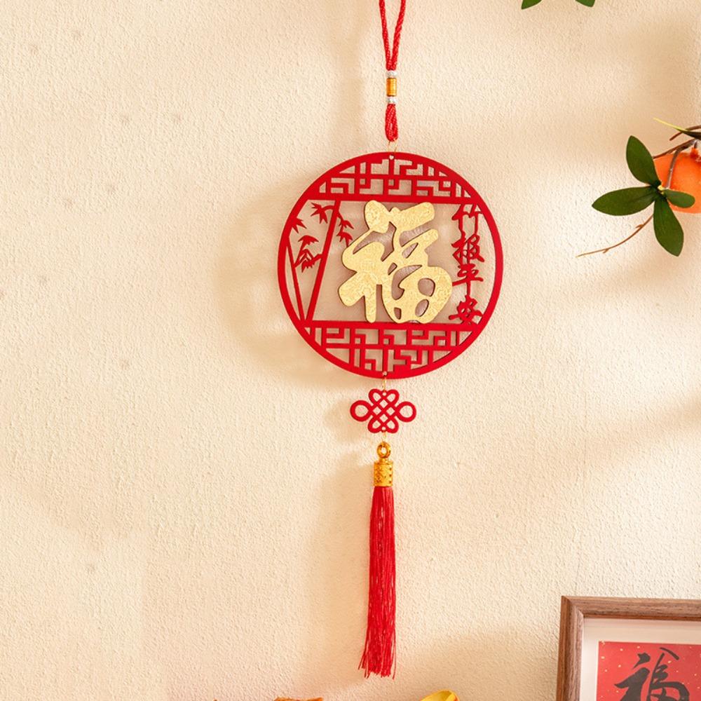 Hollow New Year Blessing Hanging Ornament with Tassel Chinese Knot Pendant  Office