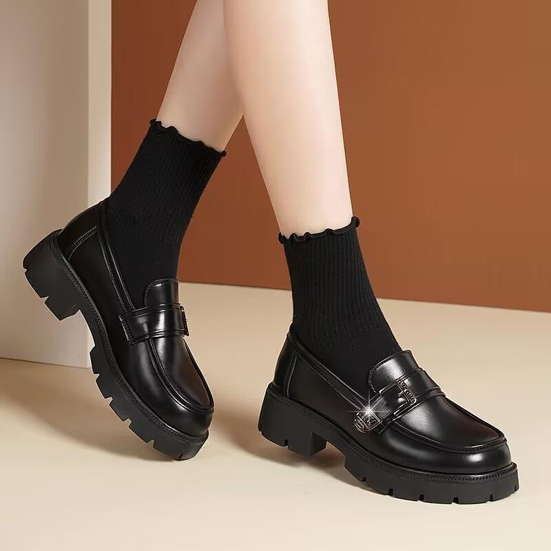 Black Commuter Soft Leather Single Shoes Women's 2025 Spring and Autumn New Soft-soled Small Leather Shoes Versatile and Comfortable Flat-soled Work