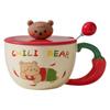 Cute And High-Value Bear Ceramic Cup With Lid And Spoon, Home Office Couple Water Cup Girl Gift