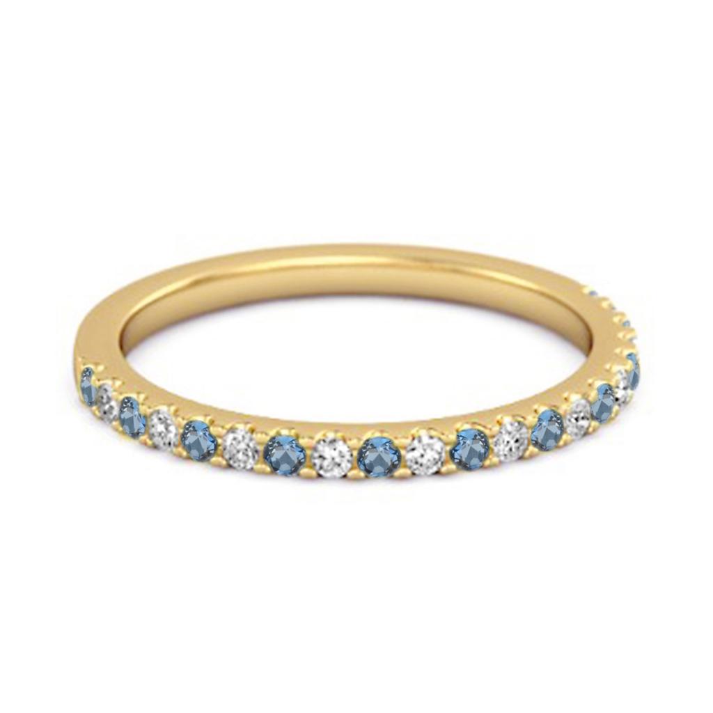 London Blue Topaz Eternity Band Ring - 925 Sterling Silver Gold Vermeil