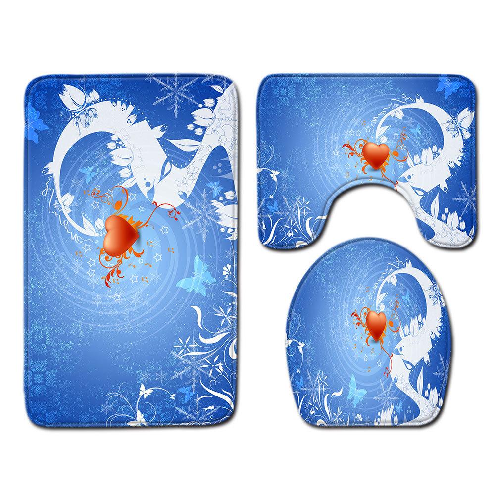 

Рождественский коврик для ванной, туалетный трехпредметный набор 45cmx75cm