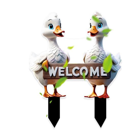 Cute Ducks Garden Rooster Decoration Art Stake Stake 2D Acrylic Farmhouse Yard Outdoor A