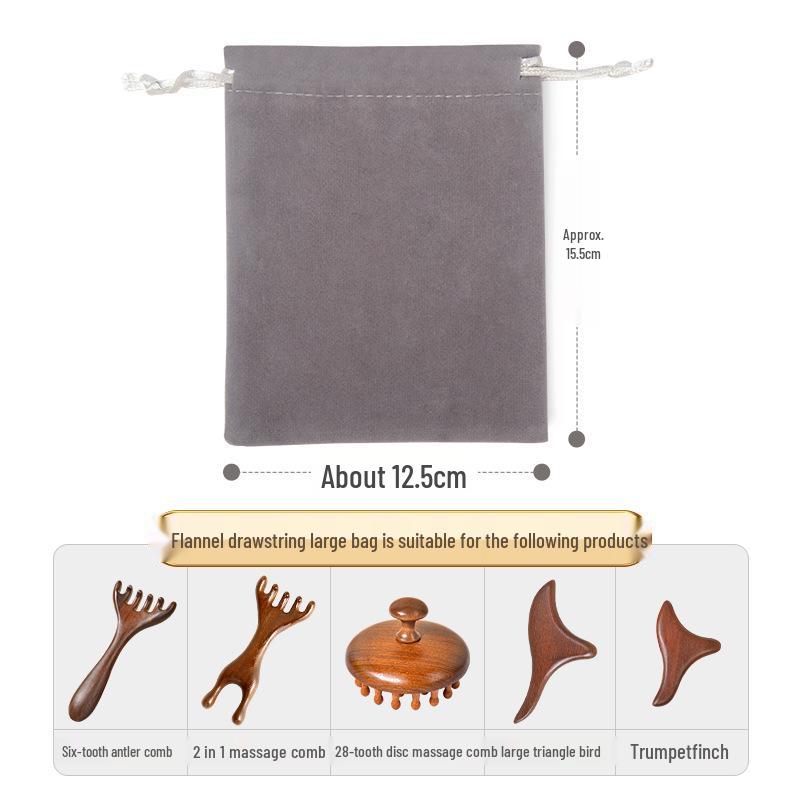 Golden Sandalwood Five-Tooth Meridian Massage Comb