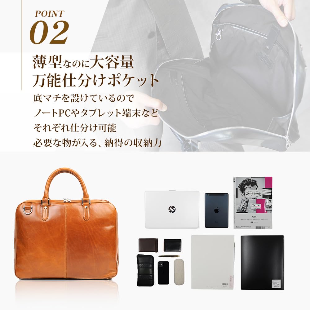 Joya 2-way Single Briefcase in Saddle Leather, Navy J4201