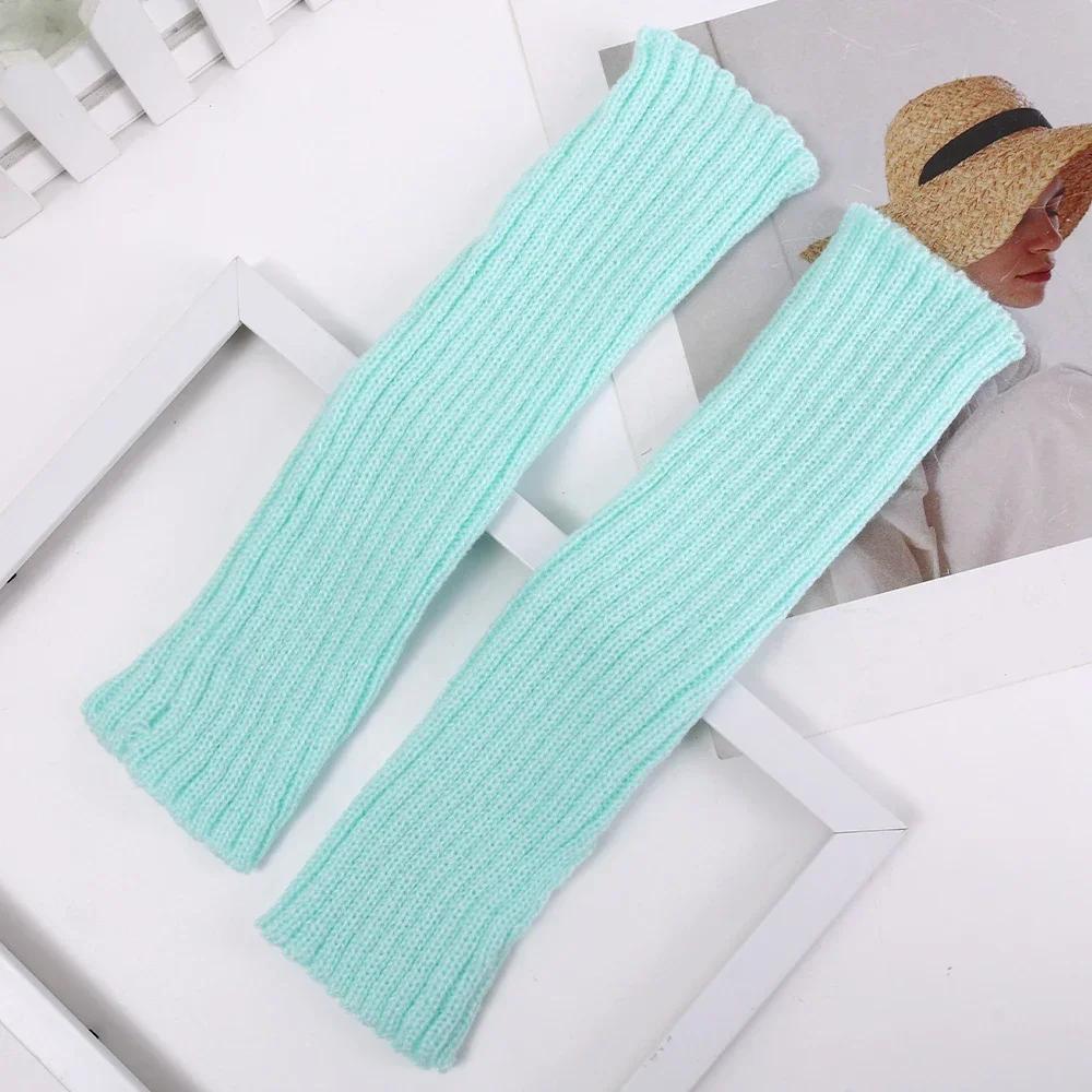 Knitted Long Fingerless Gloves Women Mitten Winter Y2K Solid Arm Warmer Arm Sleeve Fashion Casual Soft Girls Clothes Punk Gloves