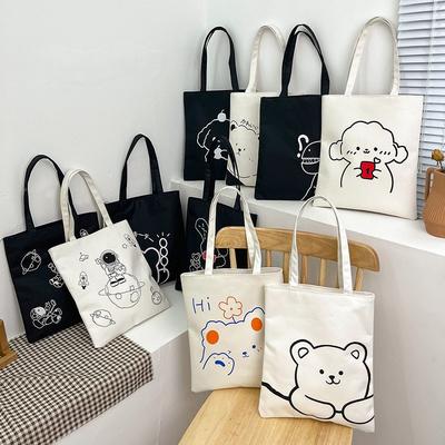 Stylish and Simple Japanese Backpack Summer New Korean Version Large-capacity Canvas Tote Bag Cartoon Literary Shoulder Bag Women