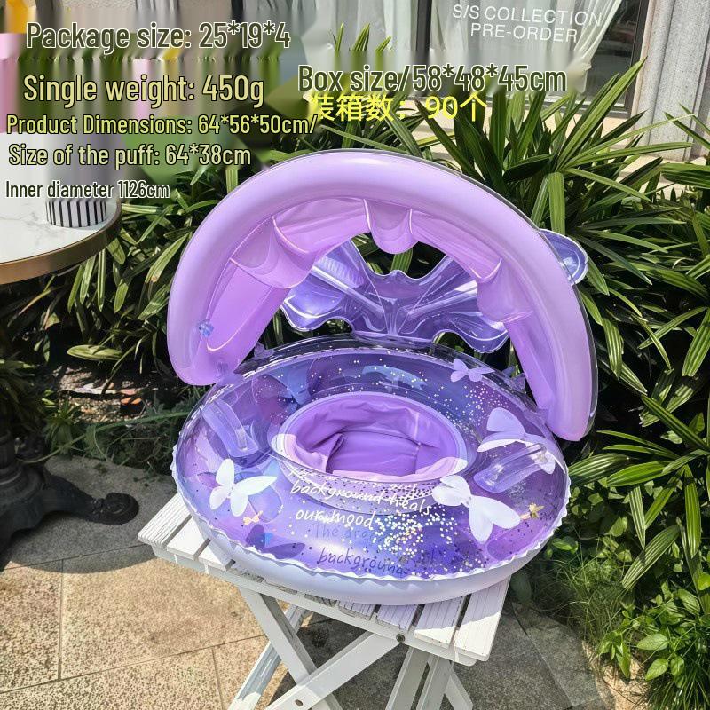 Large Toddler Boat-Themed Swimming Ring with Canopy & Steering Wheel