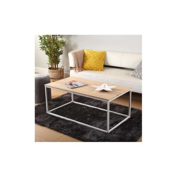 Table Basse - VERSA - Taline - Bois Et Métal - Blanc