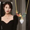 Floral Design Exquisite Koi Lotus Pendant Necklace For Women In Gold And Colors Silver