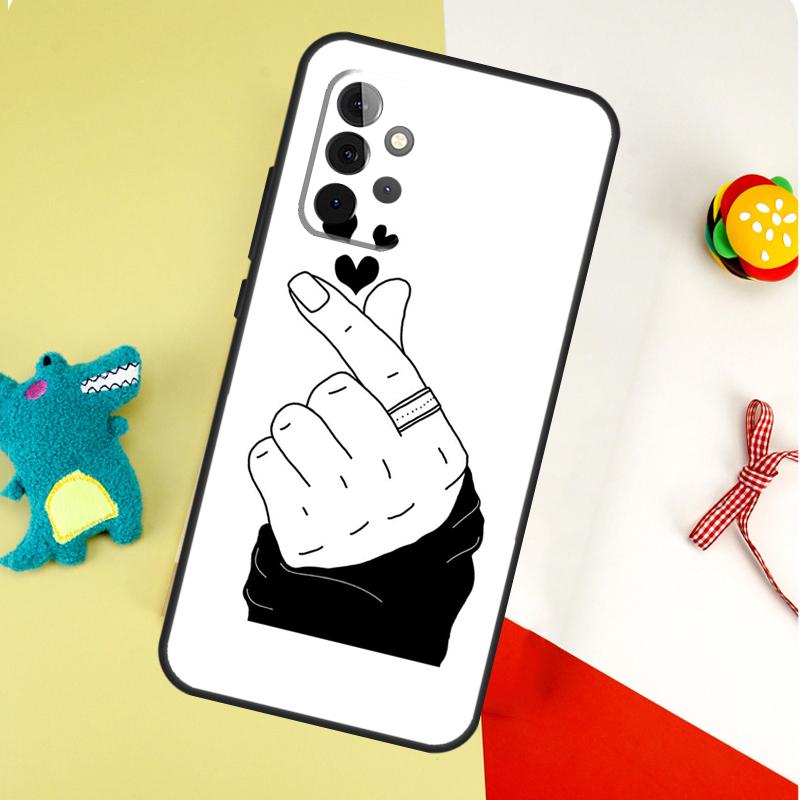 Kpop Finger Heart For Samsung Galaxy A05 A06 A16 A54 A34 A14 A55 A35 A15 A53 A33 A13 A22 A32 A52 Phone Case